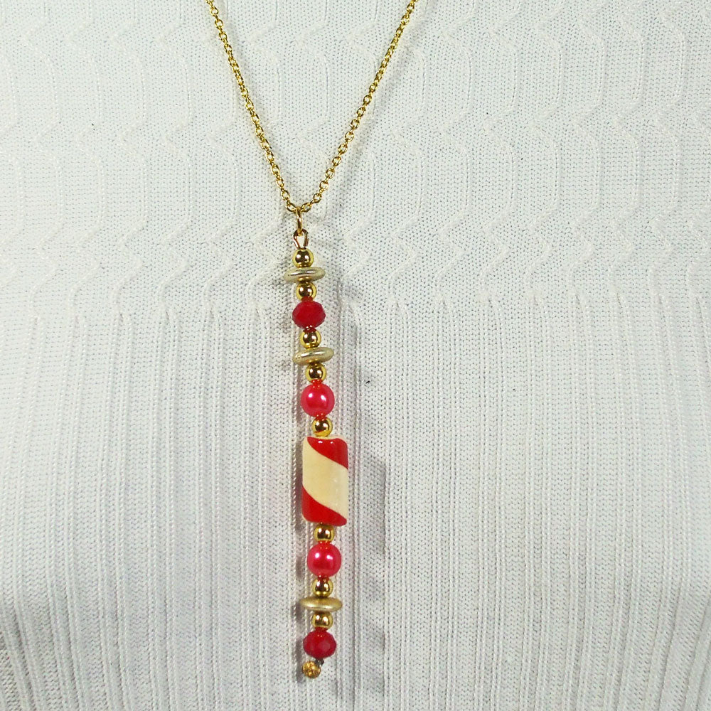 1235-Gayla, Christmas Peppermint Candy Pendant, Necklace