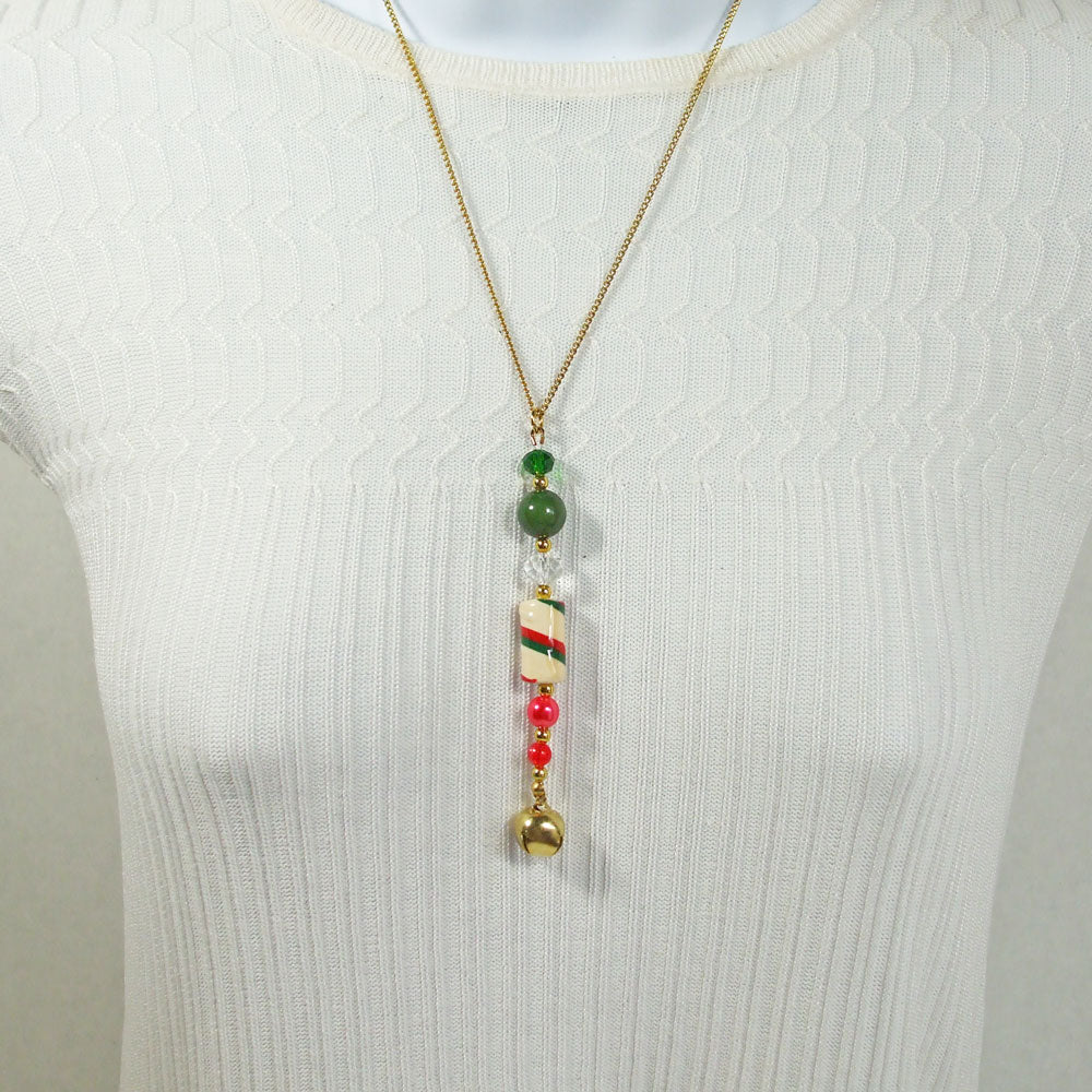 1239-Takeya, Christmas, Candy Cane Pendant, Necklace      