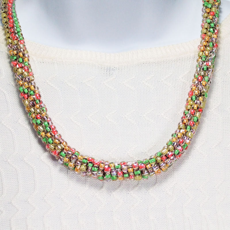 Xitlali Bead Crochet Necklace relevant front view