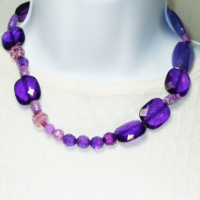 Harlee Purple Beaded Big Necklace