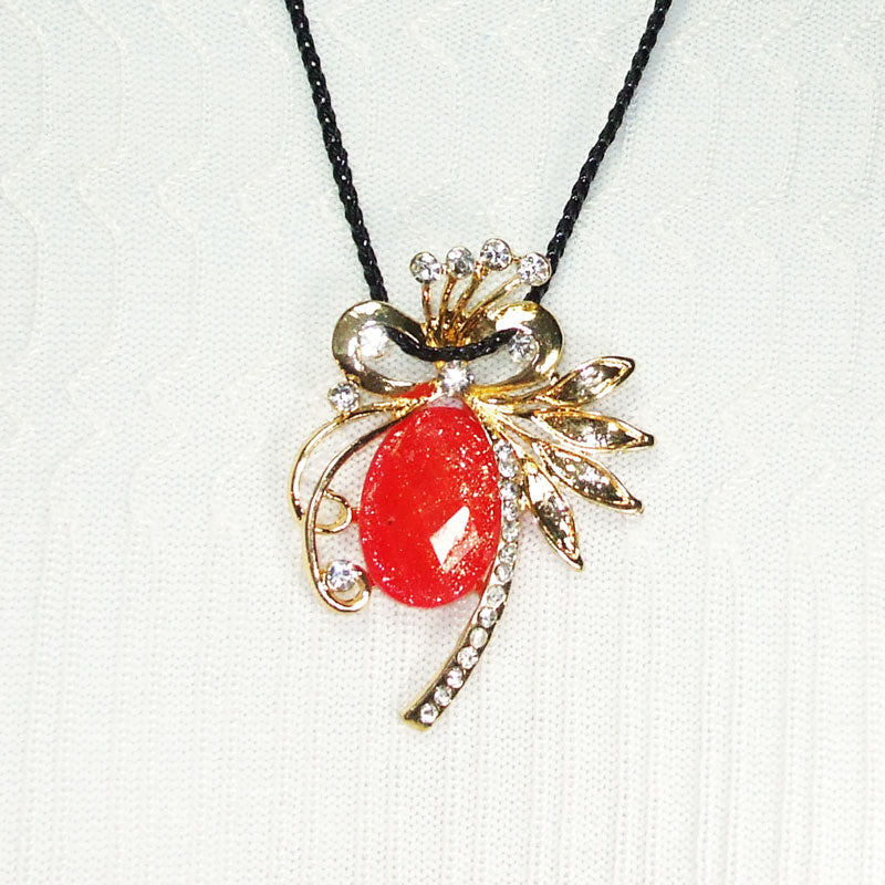 Hathor Red Rose Pendant Necklace