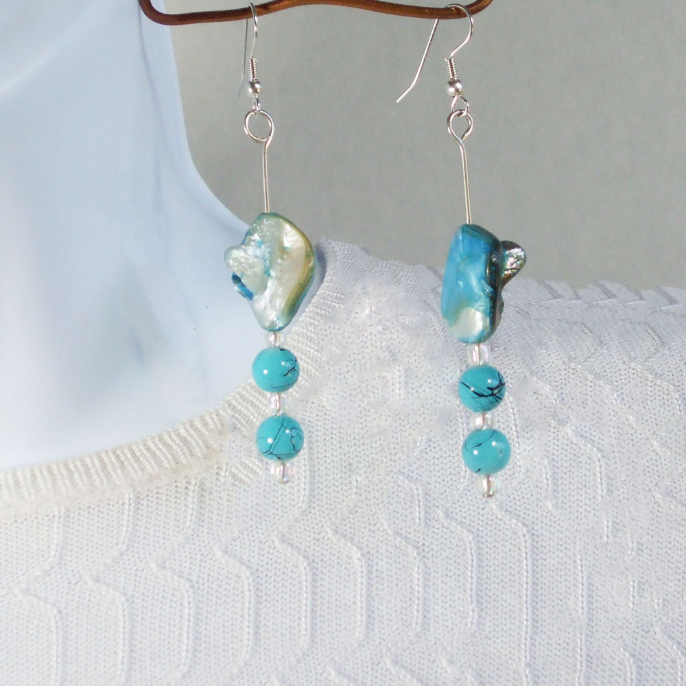 SAI Abalone Turquoise Bead Earrings