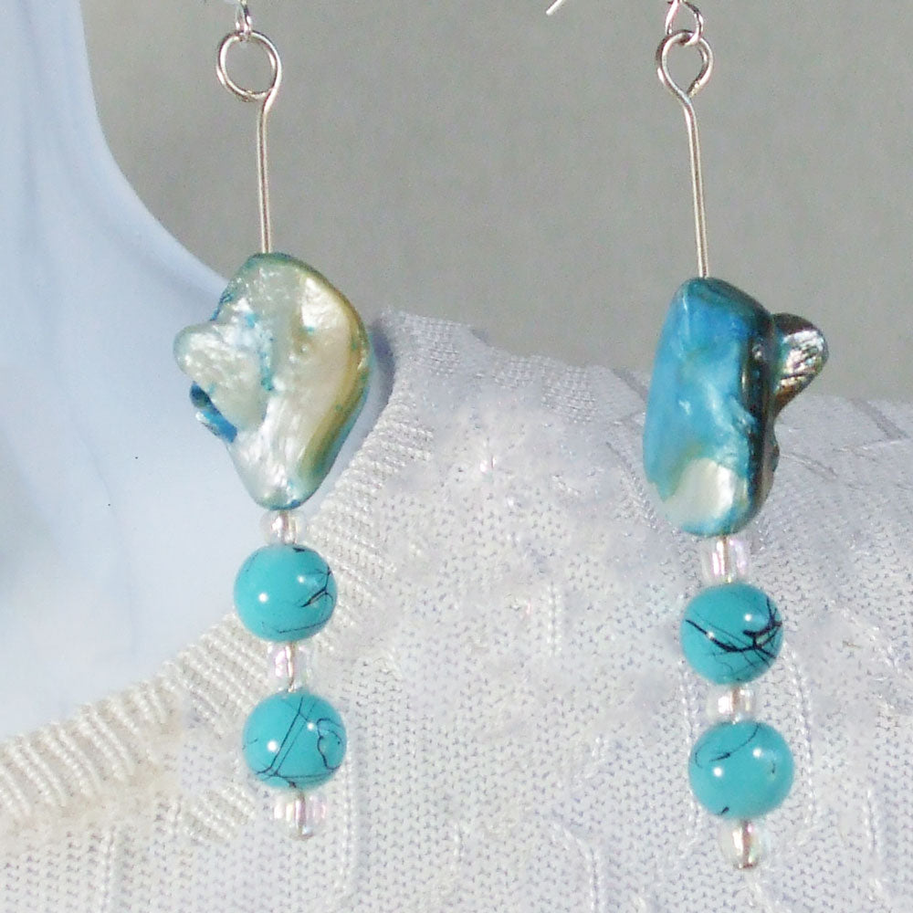 SAI Abalone Turquoise Bead Earrings