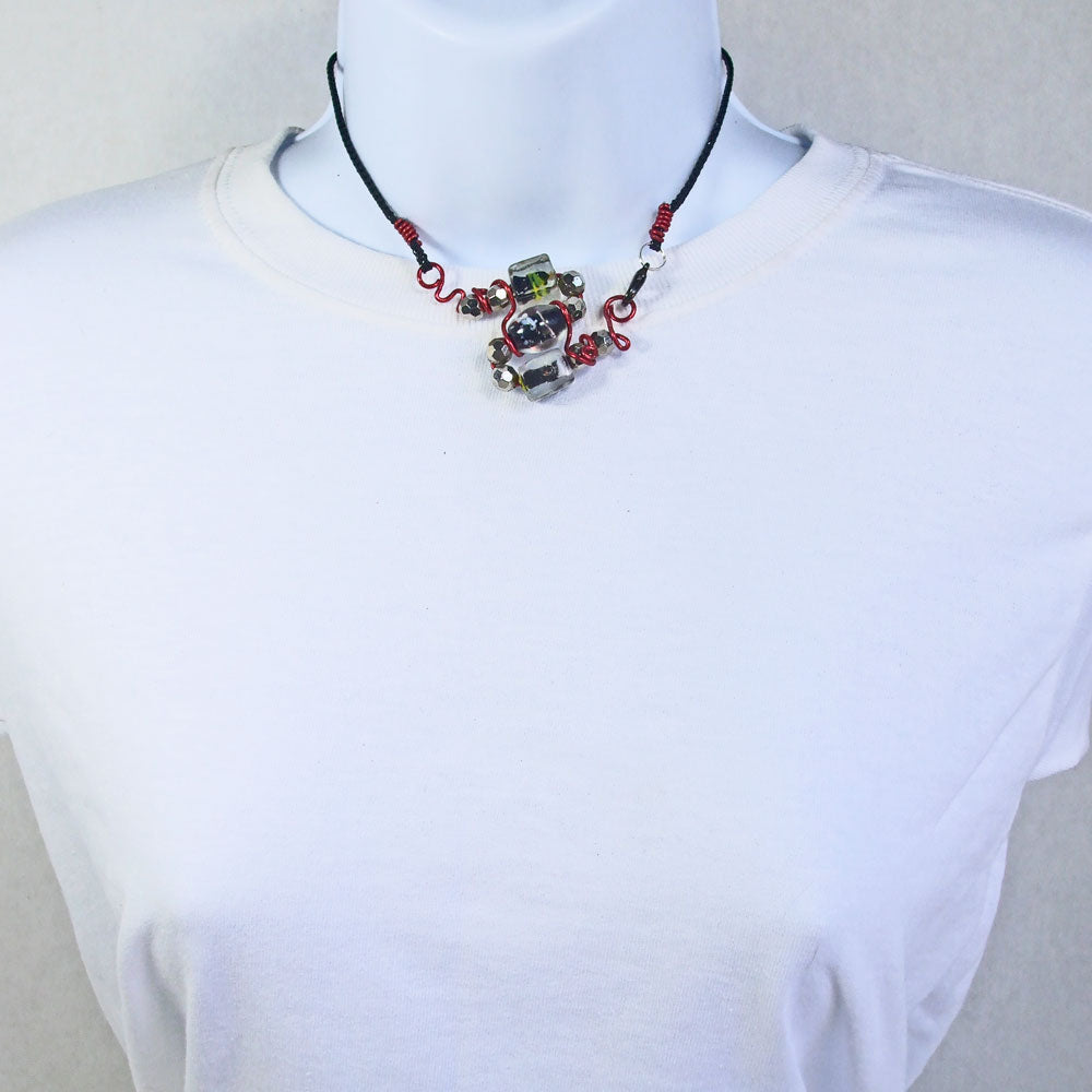0951 Handmade wire beaded design necklace, choker jewelry.