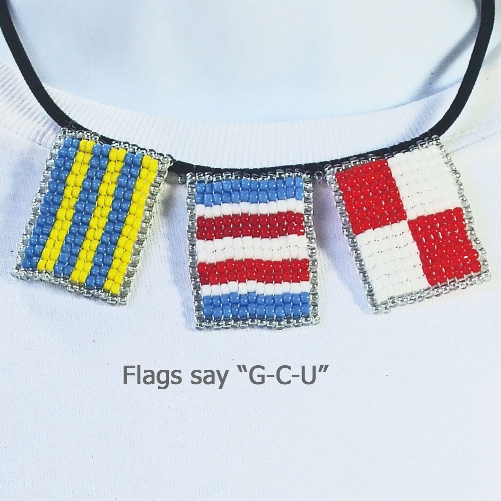 Nani, GCU Beaded Navy Letter Necklace