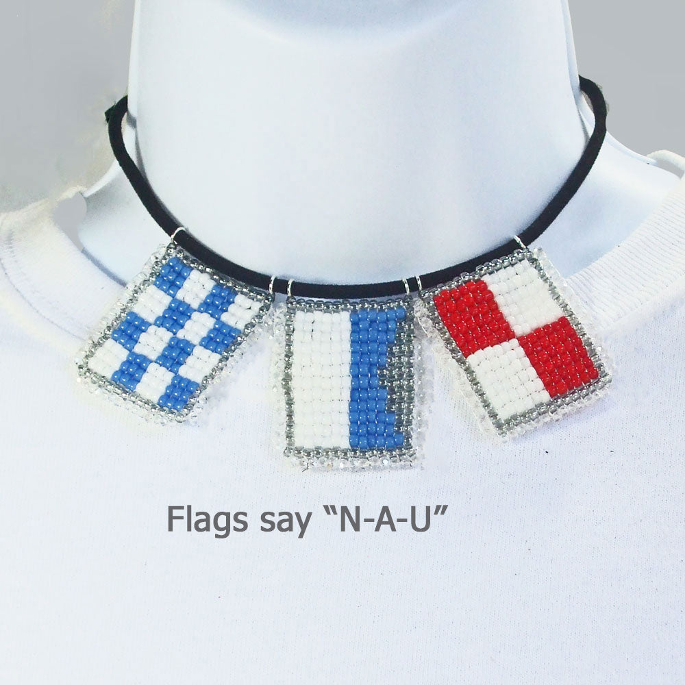 Naolin, NAU Beaded Navy Letter Necklace