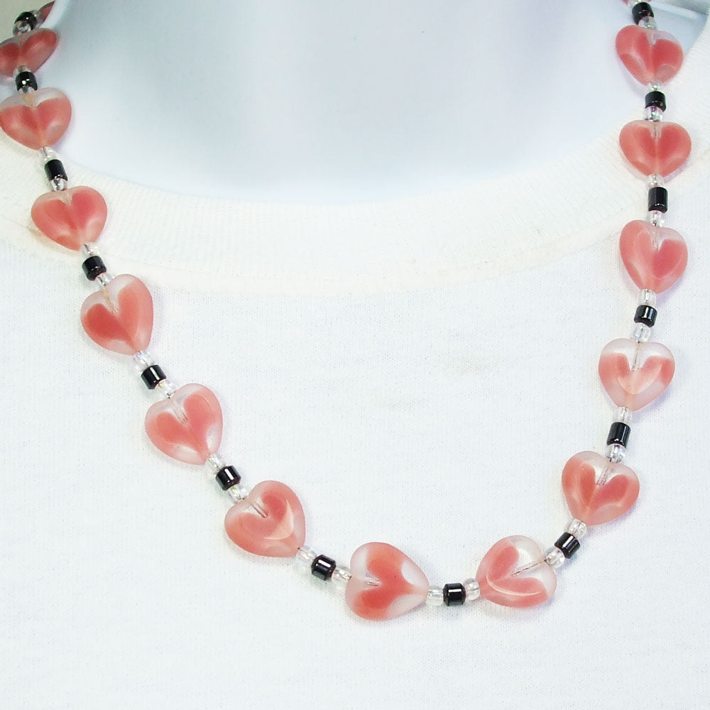 Light Pink Beaded Drop Necklace