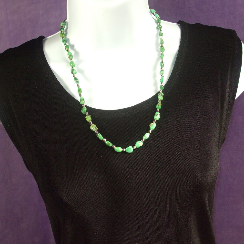 Gavra, Turquoise Stone Bead Single Strand Necklace