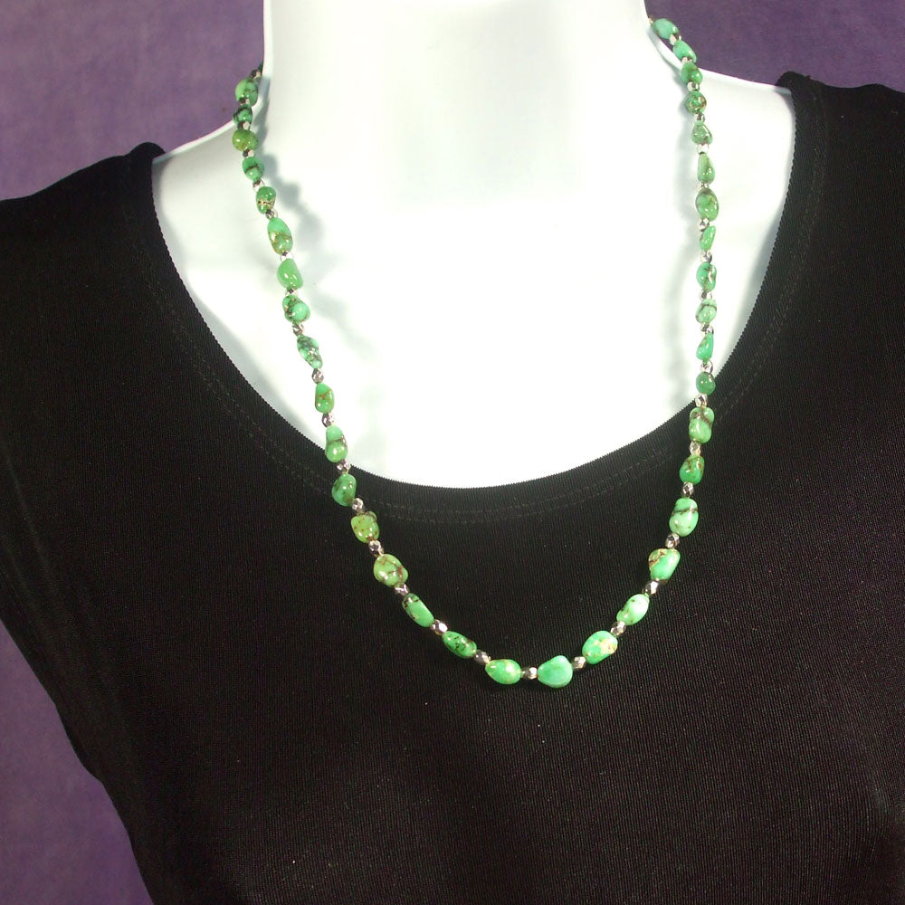 Gavra, Turquoise Stone Bead Single Strand Necklace