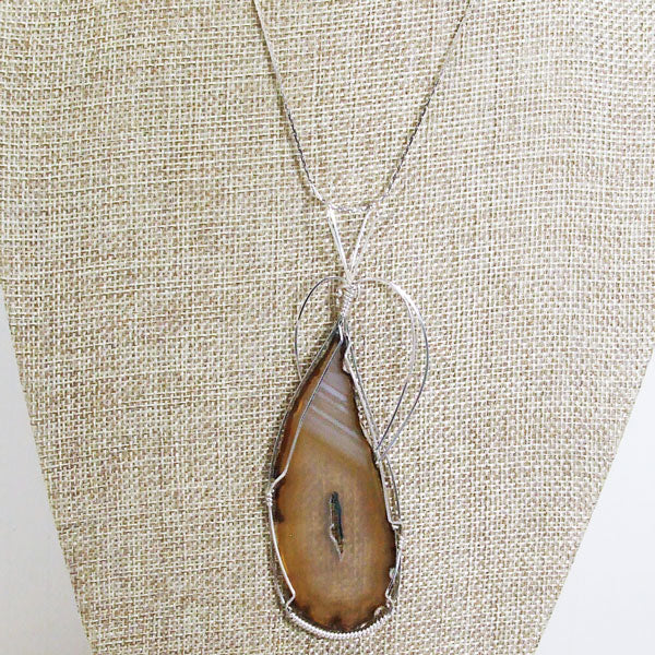 Taija Wire Wrap Cabochon Pendant Necklace relevant front view