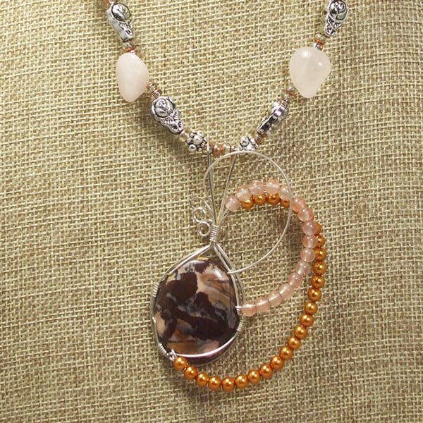 Jaamini Jasper Cabochon Pendant Necklace front relevant view