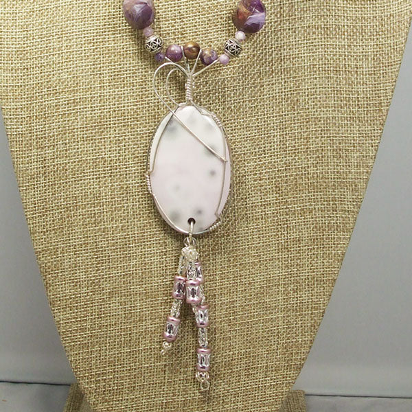 Gail Chalcedony Cabochon Pendant Necklace front relevant view