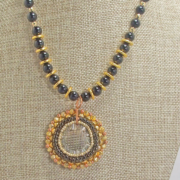 Nahir Bead Embroidery Pendant Necklace relevant front view