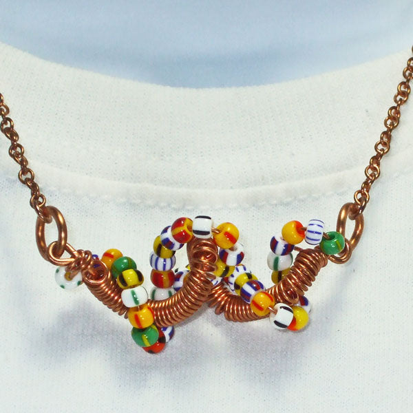 Dalma Wire Design Beaded Jewelry Necklace relevant front view