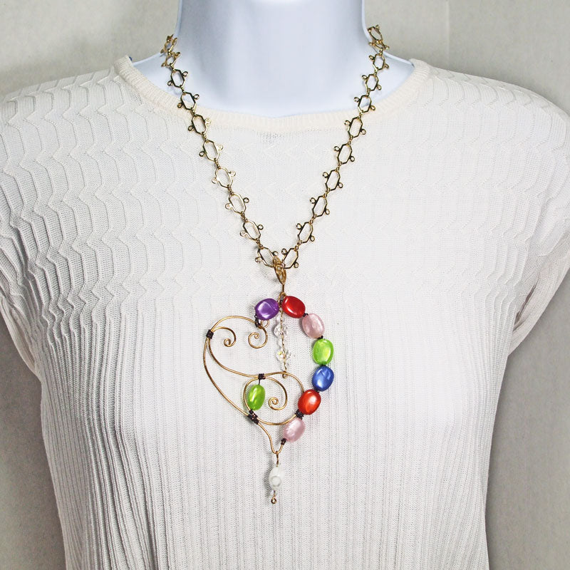 Urbana Heart Scroll Pendant Necklace relevant front view