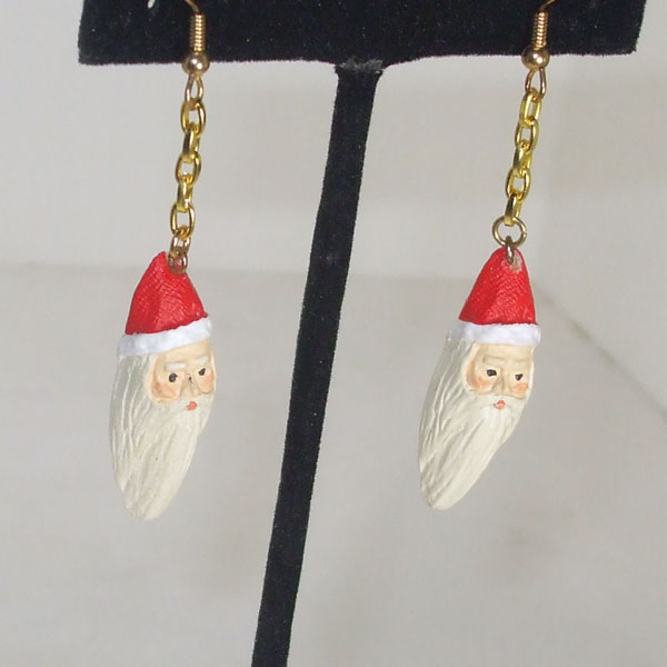 Jabrea Christmas Santa Earrings close up view