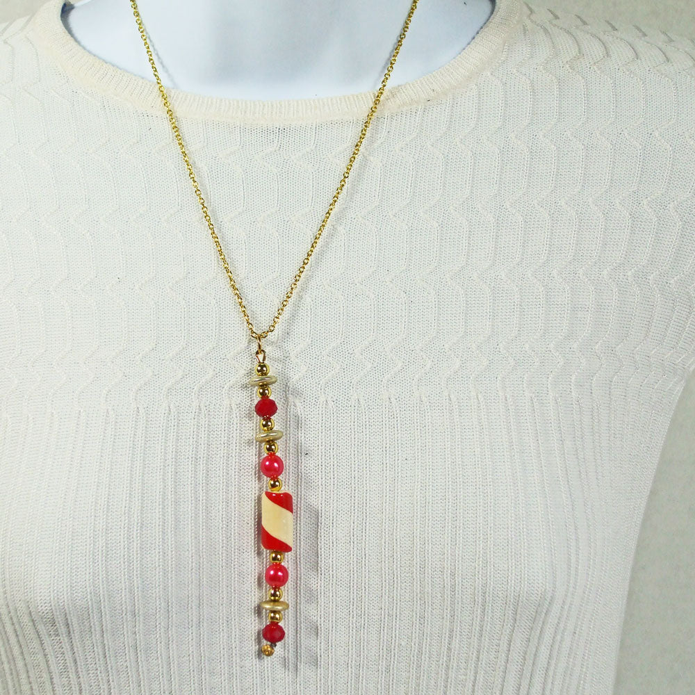 1235-Gayla, Christmas Peppermint Candy Pendant, Necklace