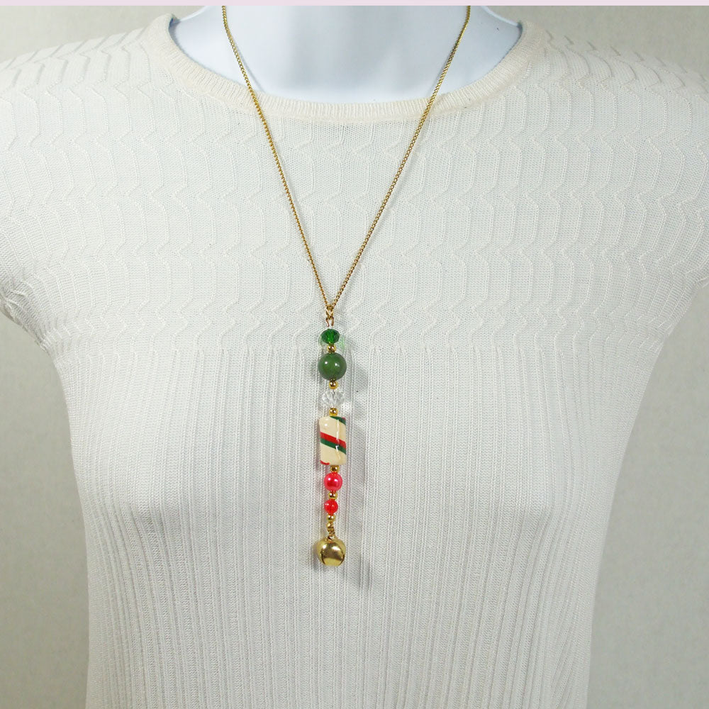 1239-Takeya, Christmas, Candy Cane Pendant, Necklace      