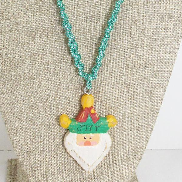 Tabatha Christmas Craved Wooden Necklace close up view