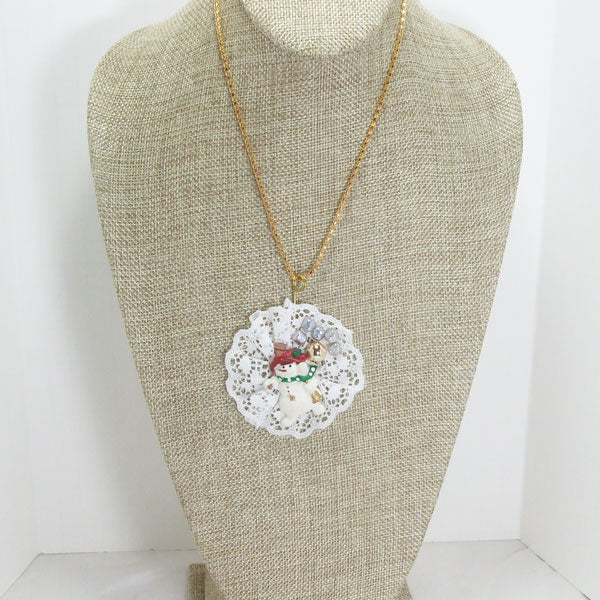 Balbina Christmas Lace Pendant Necklace close up view front