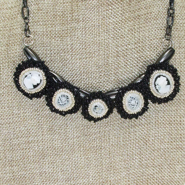 Raegan Beaded Bead Embroidery Pendant Necklace relevant front view