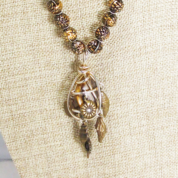 Idalia Caged Stone Pendant Necklace relevant front view