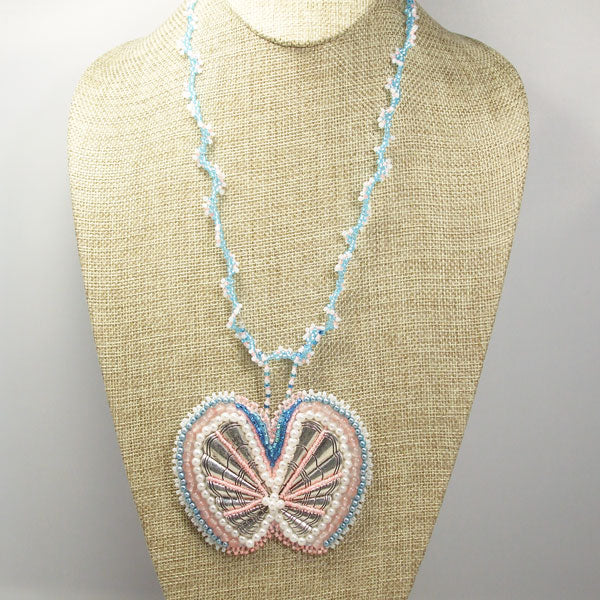 Fabrizia Bead Embroidery Butterfly Necklace front relevant view