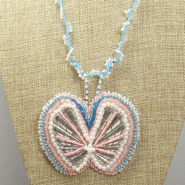 Fabrizia Bead Embroidery Butterfly Necklace front relevant view