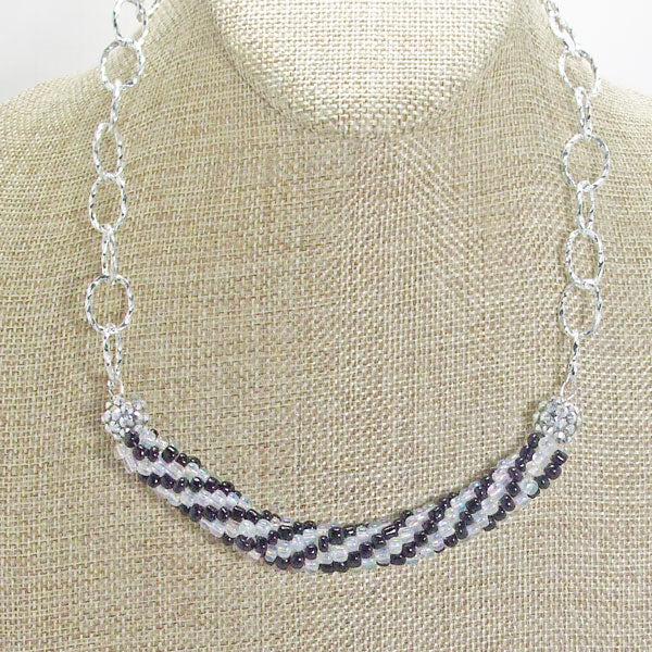 Caliope Black and White Bead Crochet Necklace relevant view
