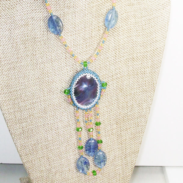 Wahalla Bead Embroidery Pendant Necklace front relevant view