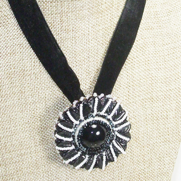 Zawati Cabochon Beaded Pendant Necklace front relevant view