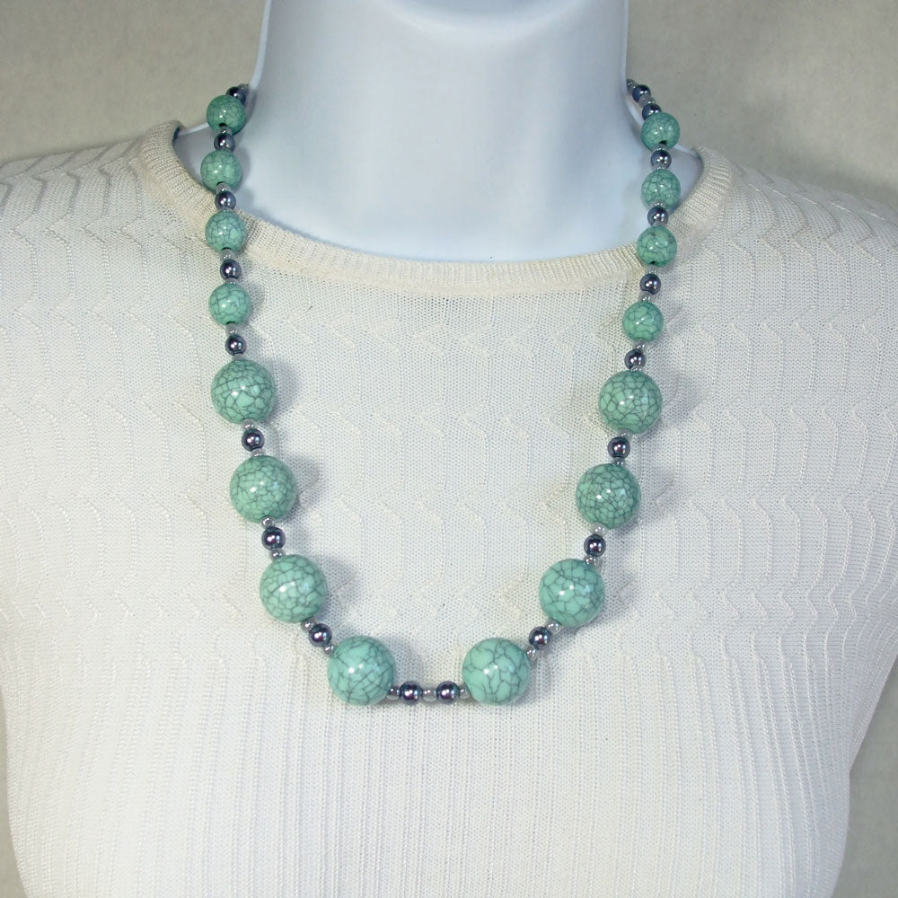 3060-23  Nakiya  Turquoise Beaded Single Strand Necklace   