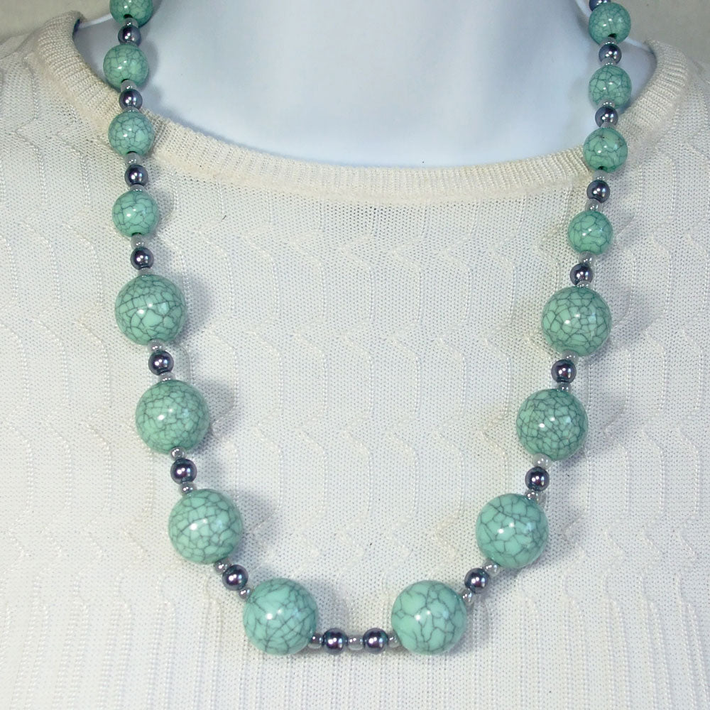 3060-23  Nakiya  Turquoise Beaded Single Strand Necklace   