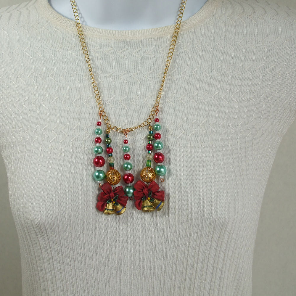 Baylie, Christmas Beads and Bears Dangle Necklace
