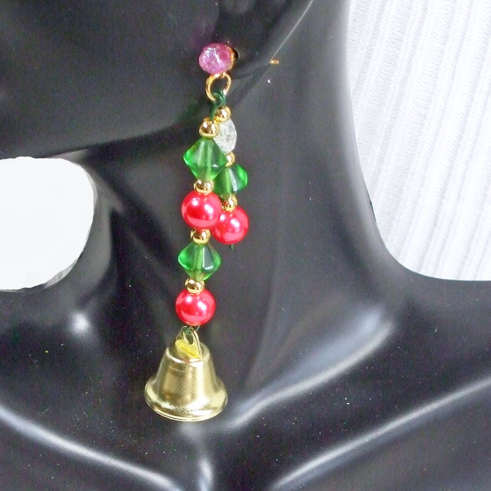 Danah, Christmas Bell and Beaded Dangle Earrings