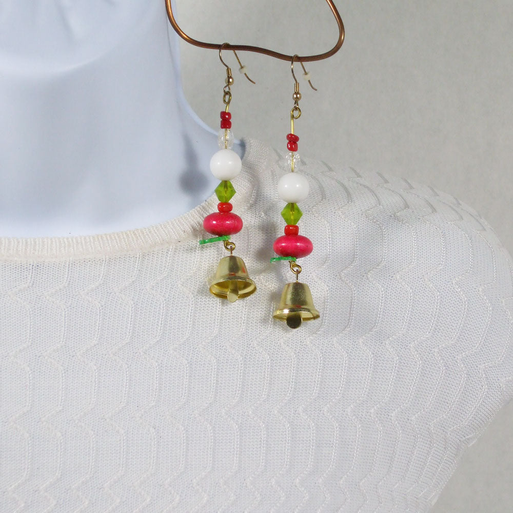 Geela, Christmas Beaded Bell Earrings
