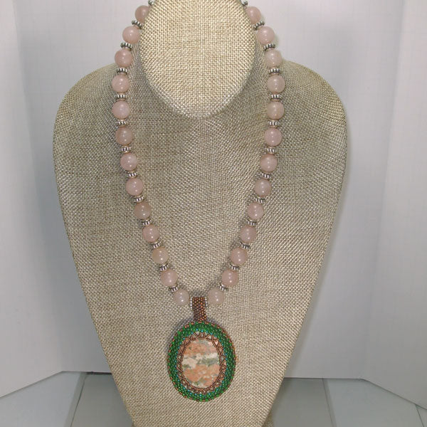 Jewelry by Sande Gene Bead Embroidery Cabochon Necklace