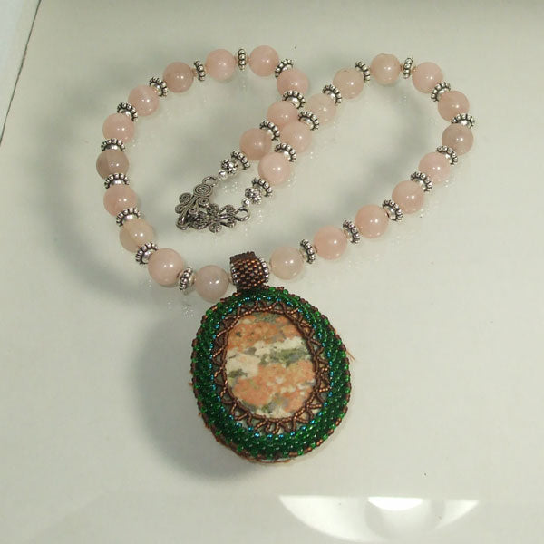 Jewelry by Sande Gene Bead Embroidery Cabochon Necklace