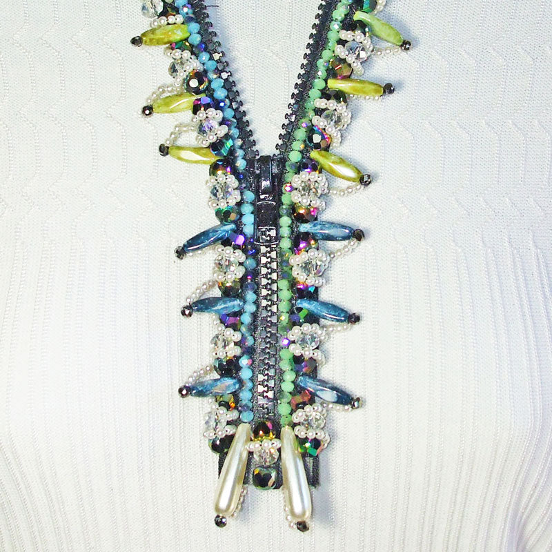 Carmella Beaded Zipper Necklace relevant front view