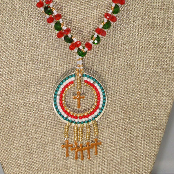 Erina Hoop Fringe Pendant Necklace front relevant view