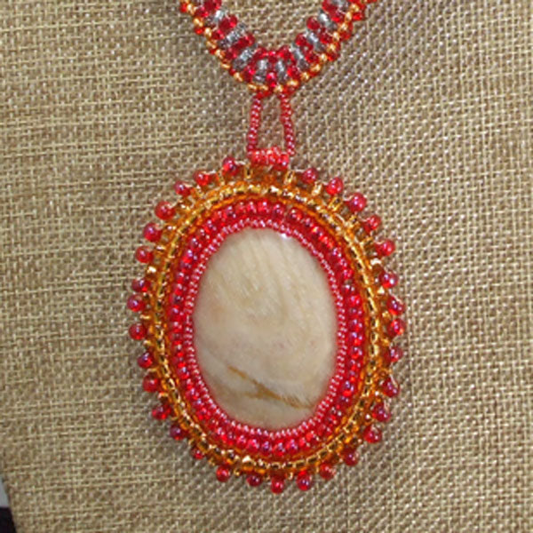 Dacil Bead Embroidery Cabochon Pendant Necklace relevant view