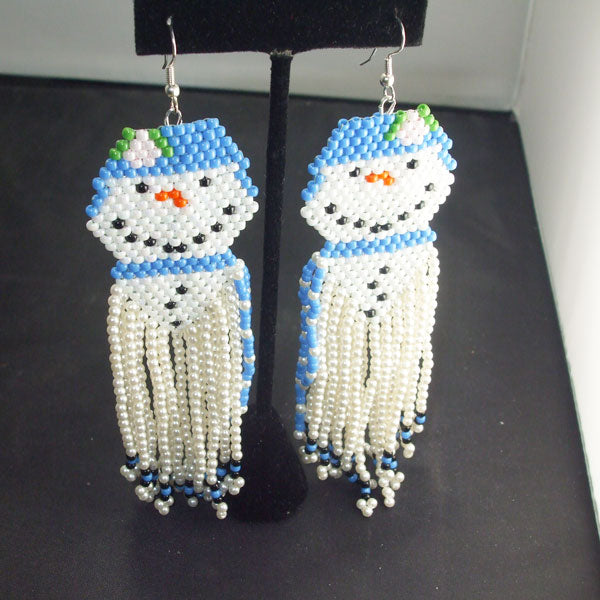 Ugolina Christmas Snowman Fringe Earrings relevant view