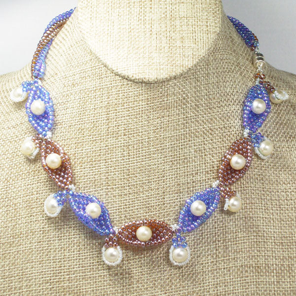 Cailida, Seed Beaded with Pearl Accent, Beaded Neckwear,  Necklace