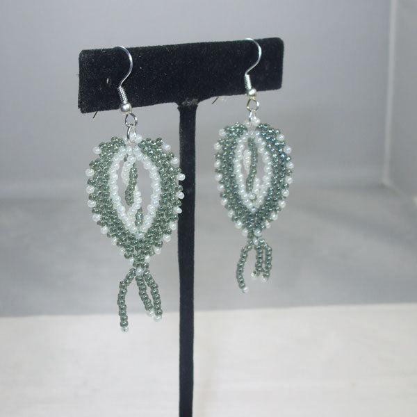 Lara Beaded Peyote Earrings close view