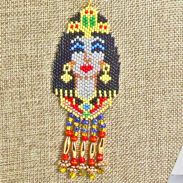 Mackenzie Egyptian Beaded Pendant Necklace close up front view