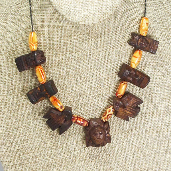 Wallis Wood Beaded Necklace Relevant front view