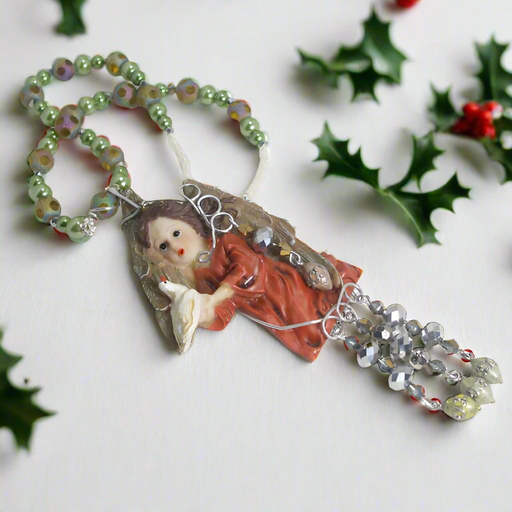 Jacelyn Christmas Angel Pendant Necklace flat view