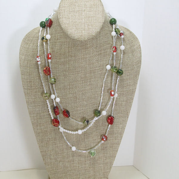 Abelarda Christmas Beaded Necklace relevant front view