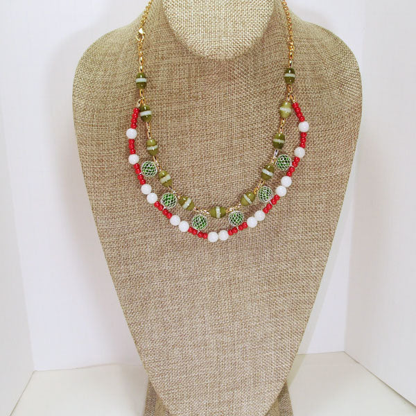 Daisha Beaded Christmas Necklace relevant front view