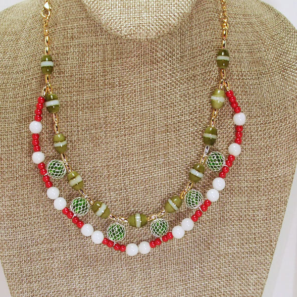 Daisha Beaded Christmas Necklace relevant front view